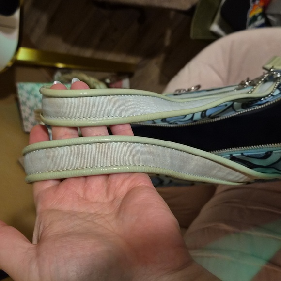 Coach Poppy Blue and Green Tote Bag W/3 Hangtags - Picture 5 of 13